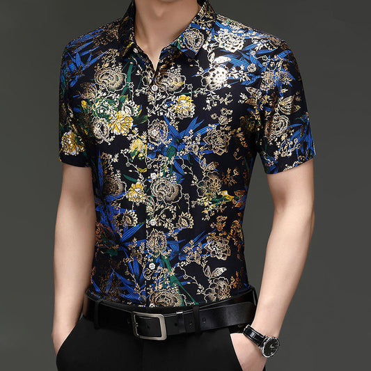 Trendy patroon ademend shirt met korte mouwen voor heren